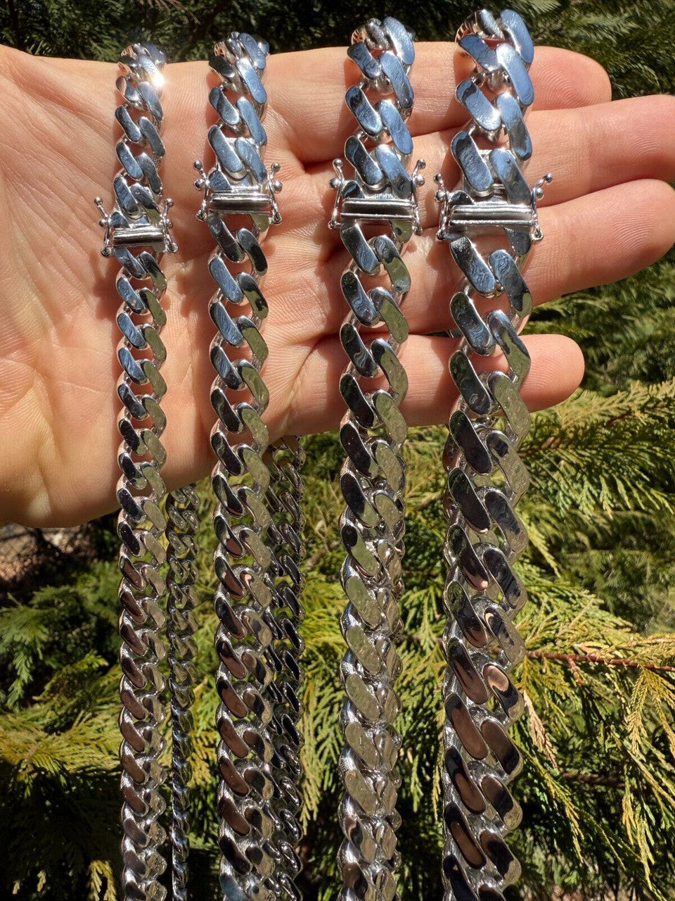 Monaco Cuban Chain Necklace HOLLOW - Rhodium Finish 925 Sterling Silver - 16"-28" - 9mm-15mm EVERYDAY ESSENTIALS HarlemBling