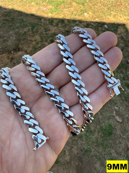 Monaco Cuban Chain Necklace HOLLOW - Rhodium Finish 925 Sterling Silver - 16"-28" - 9mm-15mm EVERYDAY ESSENTIALS HarlemBling