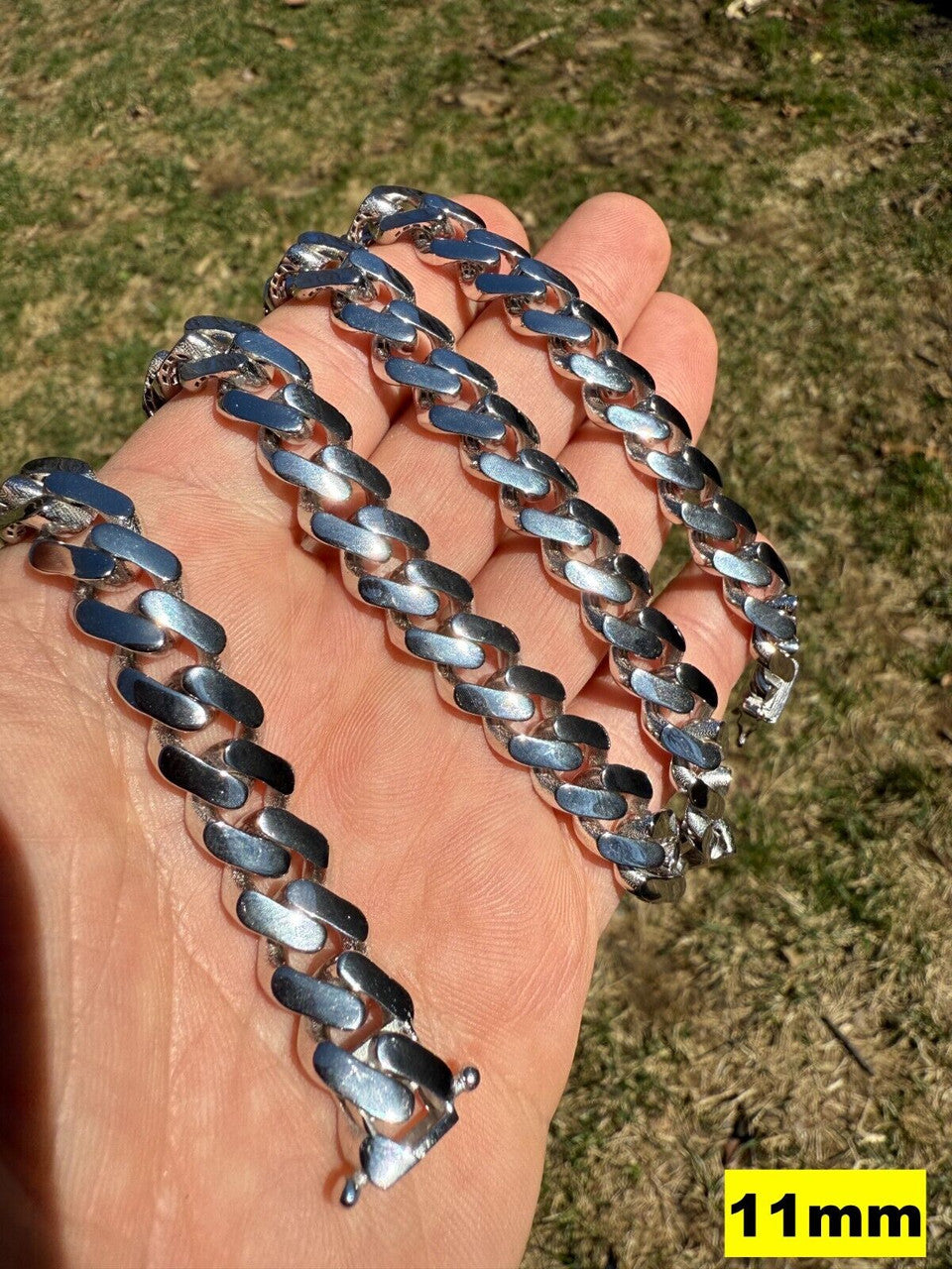 Monaco Cuban Chain Necklace HOLLOW - Rhodium Finish 925 Sterling Silver - 16"-28" - 9mm-15mm EVERYDAY ESSENTIALS HarlemBling