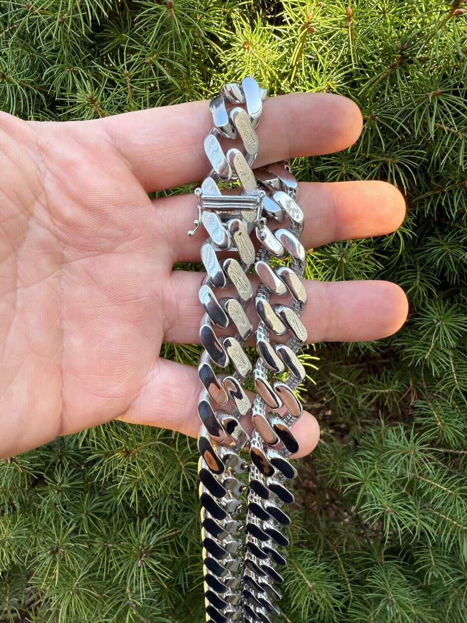 Monaco Cuban Chain Necklace HOLLOW - Rhodium Finish 925 Sterling Silver - 16"-28" - 9mm-15mm EVERYDAY ESSENTIALS HarlemBling