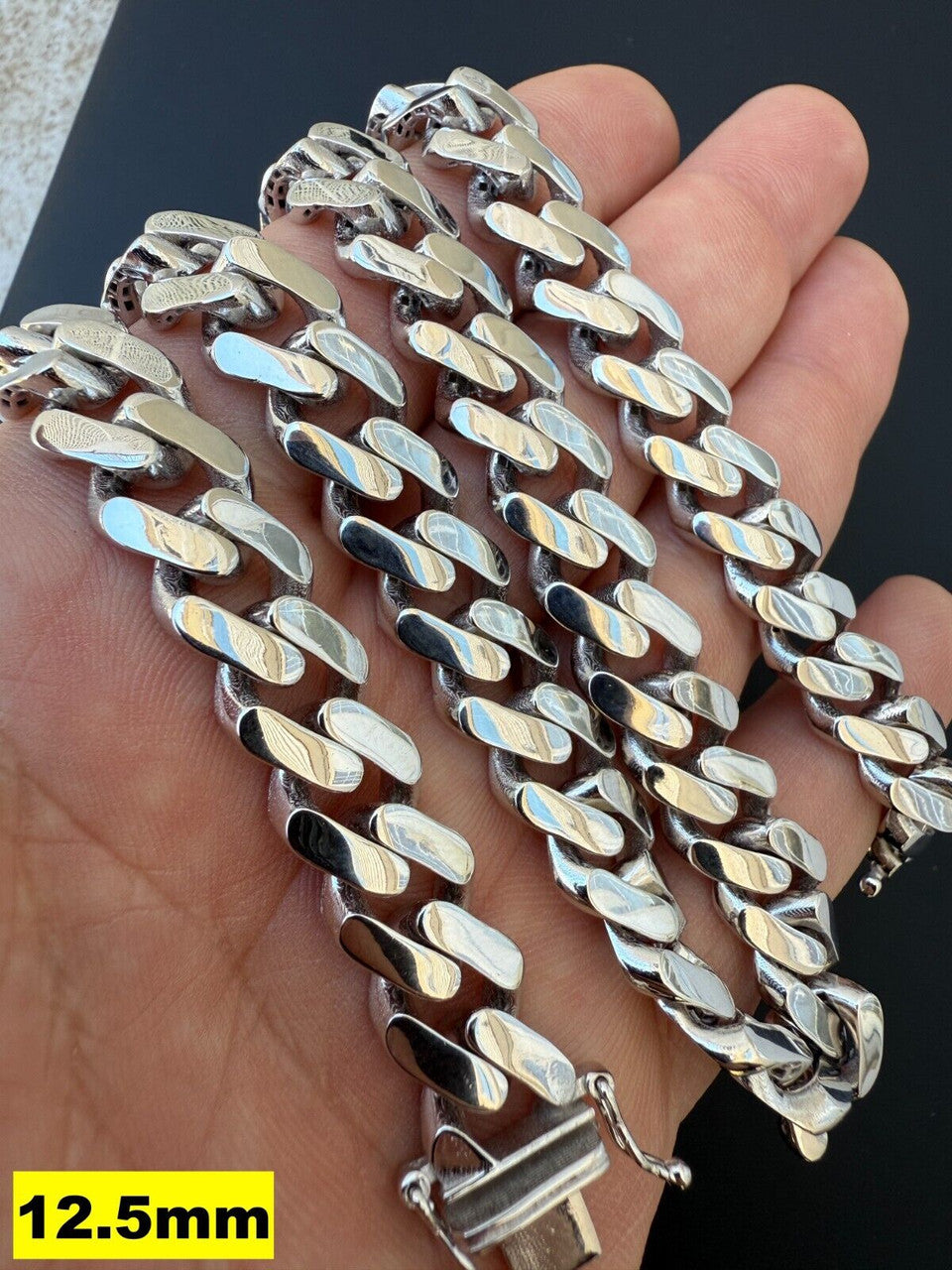 Monaco Cuban Chain Necklace HOLLOW - Rhodium Finish 925 Sterling Silver - 16"-28" - 9mm-15mm EVERYDAY ESSENTIALS HarlemBling