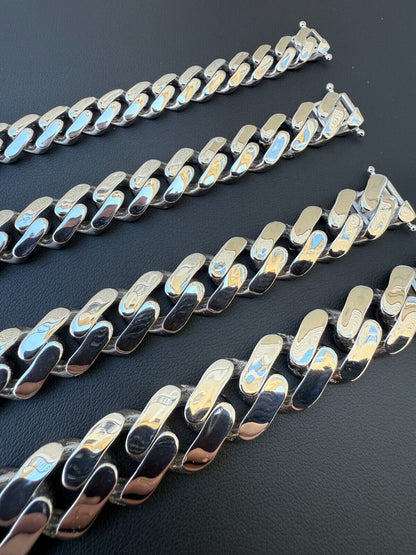 Monaco Cuban Chain Necklace HOLLOW - Rhodium Finish 925 Sterling Silver - 16"-28" - 9mm-15mm EVERYDAY ESSENTIALS HarlemBling