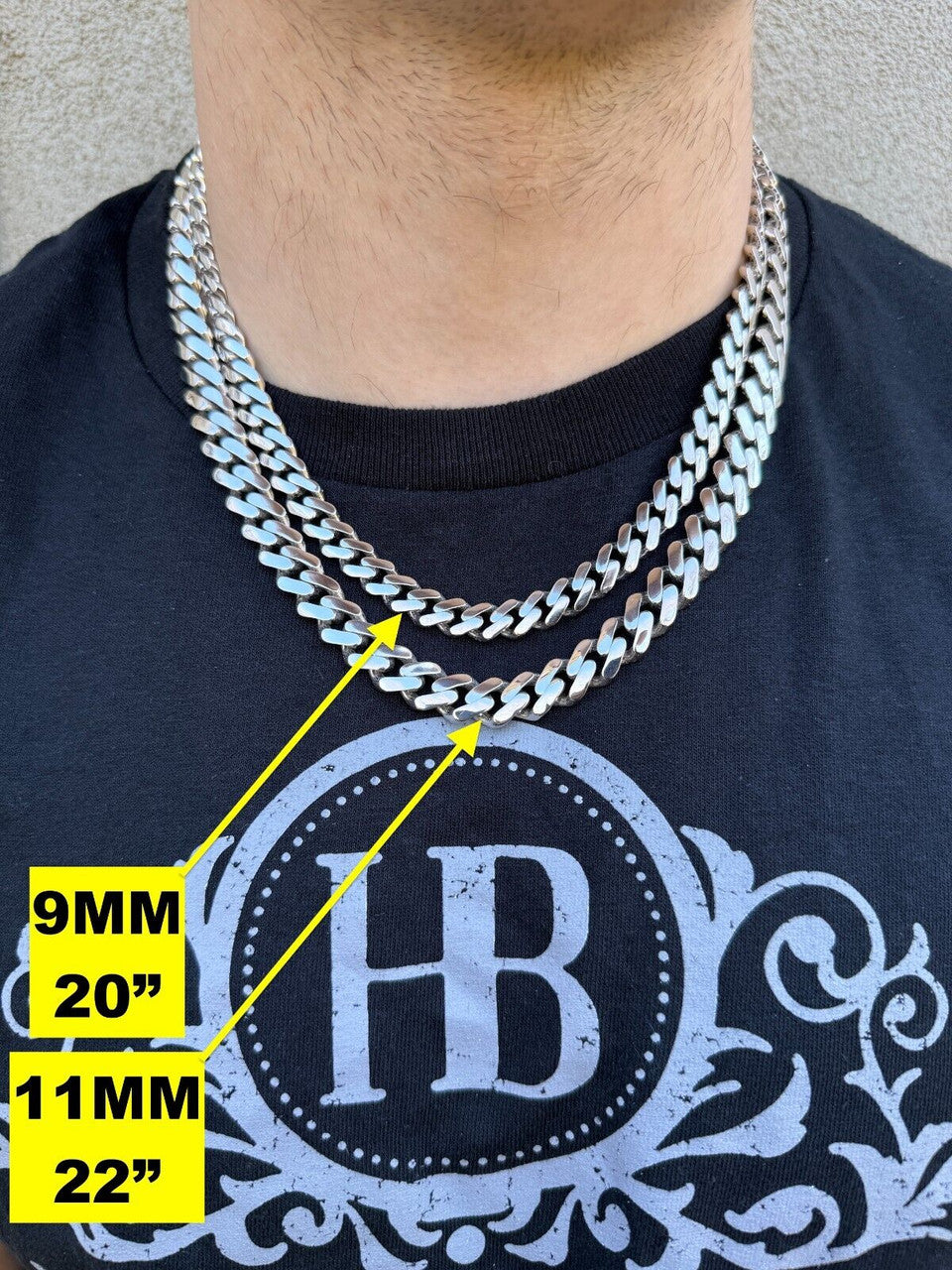 Monaco Cuban Chain Necklace HOLLOW - Rhodium Finish 925 Sterling Silver - 16"-28" - 9mm-15mm EVERYDAY ESSENTIALS HarlemBling