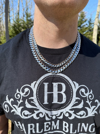 Monaco Cuban Chain Necklace HOLLOW - Rhodium Finish 925 Sterling Silver - 16"-28" - 9mm-15mm EVERYDAY ESSENTIALS HarlemBling