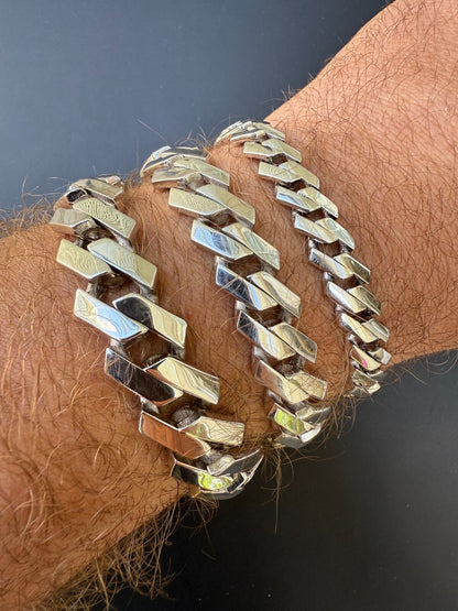 Monaco Prong Cuban Bracelet HOLLOW - Rhodium Finish 925 Sterling Silver - 7"-9" - 9mm-13mm EVERYDAY ESSENTIALS HarlemBling