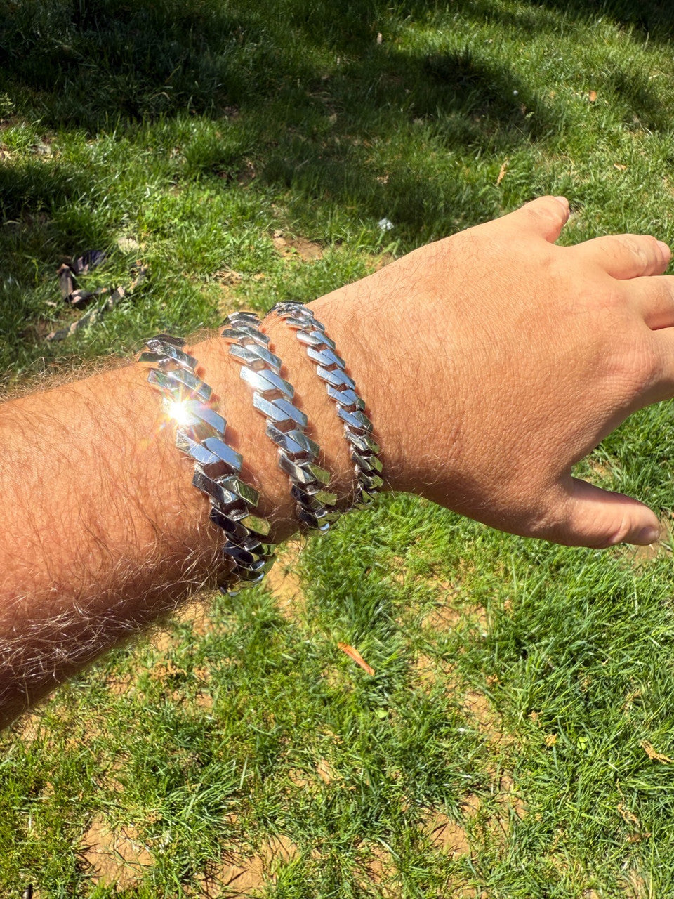 Monaco Prong Cuban Bracelet HOLLOW - Rhodium Finish 925 Sterling Silver - 7"-9" - 9mm-13mm EVERYDAY ESSENTIALS HarlemBling