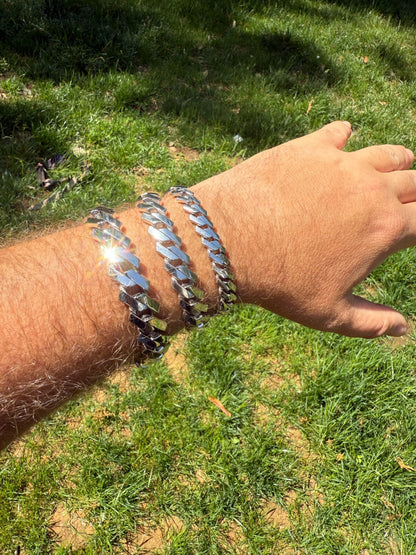 Monaco Prong Cuban Bracelet HOLLOW - Rhodium Finish 925 Sterling Silver - 7"-9" - 9mm-13mm EVERYDAY ESSENTIALS HarlemBling