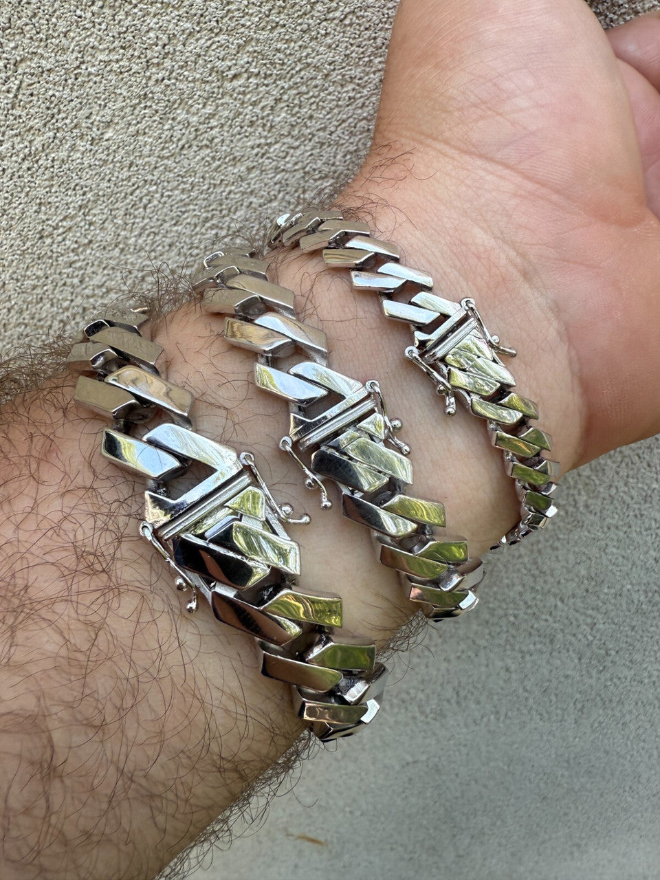 Monaco Prong Cuban Bracelet HOLLOW - Rhodium Finish 925 Sterling Silver - 7"-9" - 9mm-13mm EVERYDAY ESSENTIALS HarlemBling