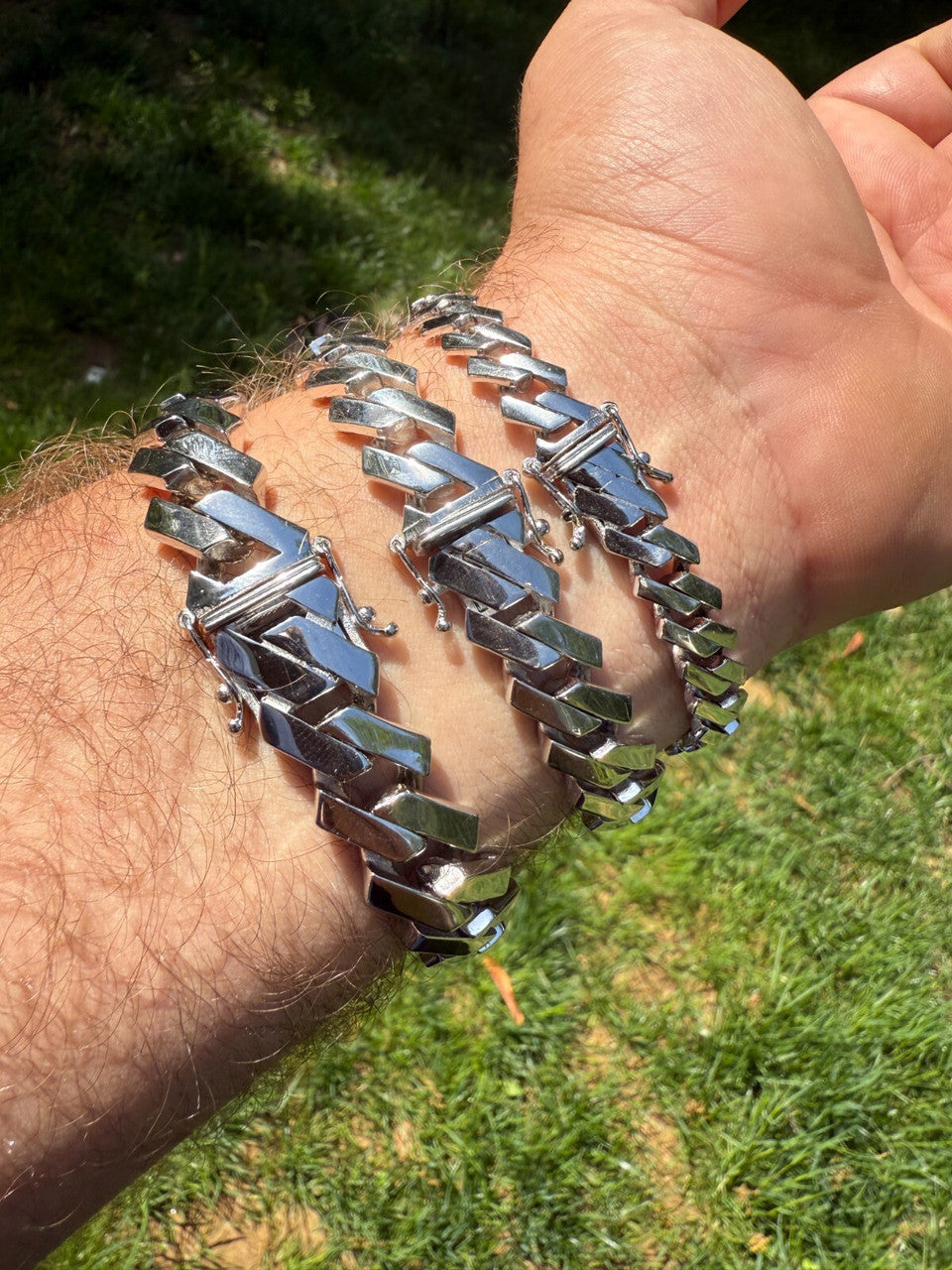 Monaco Prong Cuban Bracelet HOLLOW - Rhodium Finish 925 Sterling Silver - 7"-9" - 9mm-13mm EVERYDAY ESSENTIALS HarlemBling