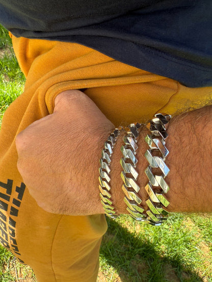 Monaco Prong Cuban Bracelet HOLLOW - Rhodium Finish 925 Sterling Silver - 7"-9" - 9mm-13mm EVERYDAY ESSENTIALS HarlemBling