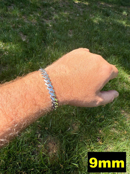 Monaco Prong Cuban Bracelet HOLLOW - Rhodium Finish 925 Sterling Silver - 7"-9" - 9mm-13mm EVERYDAY ESSENTIALS HarlemBling