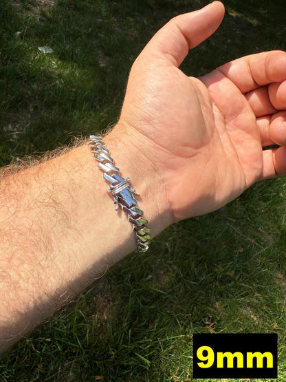 Monaco Prong Cuban Bracelet HOLLOW - Rhodium Finish 925 Sterling Silver - 7"-9" - 9mm-13mm EVERYDAY ESSENTIALS HarlemBling