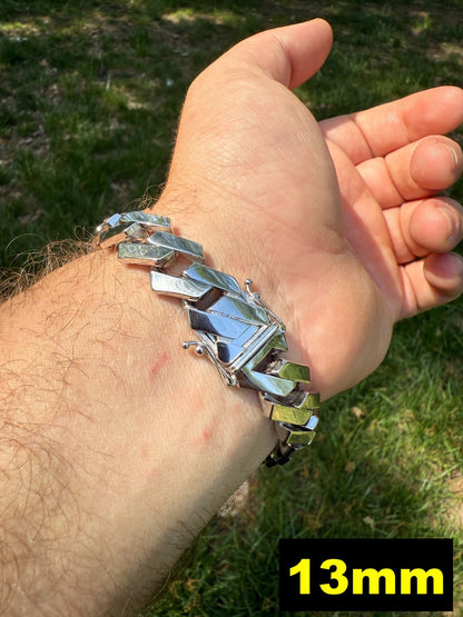 Monaco Prong Cuban Bracelet HOLLOW - Rhodium Finish 925 Sterling Silver - 7"-9" - 9mm-13mm EVERYDAY ESSENTIALS HarlemBling