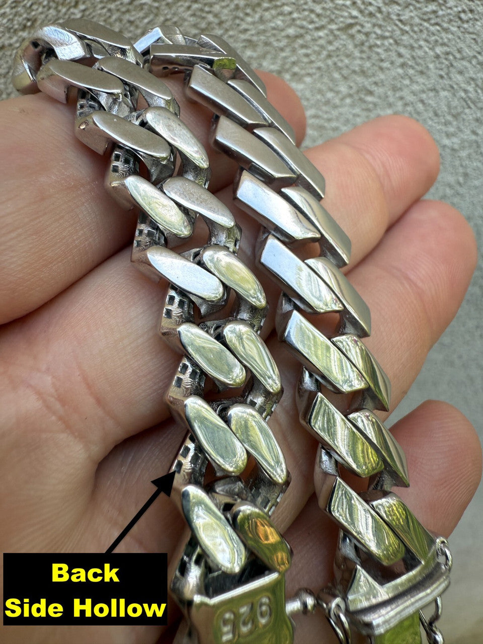 Monaco Prong Cuban Bracelet HOLLOW - Rhodium Finish 925 Sterling Silver - 7"-9" - 9mm-13mm EVERYDAY ESSENTIALS HarlemBling