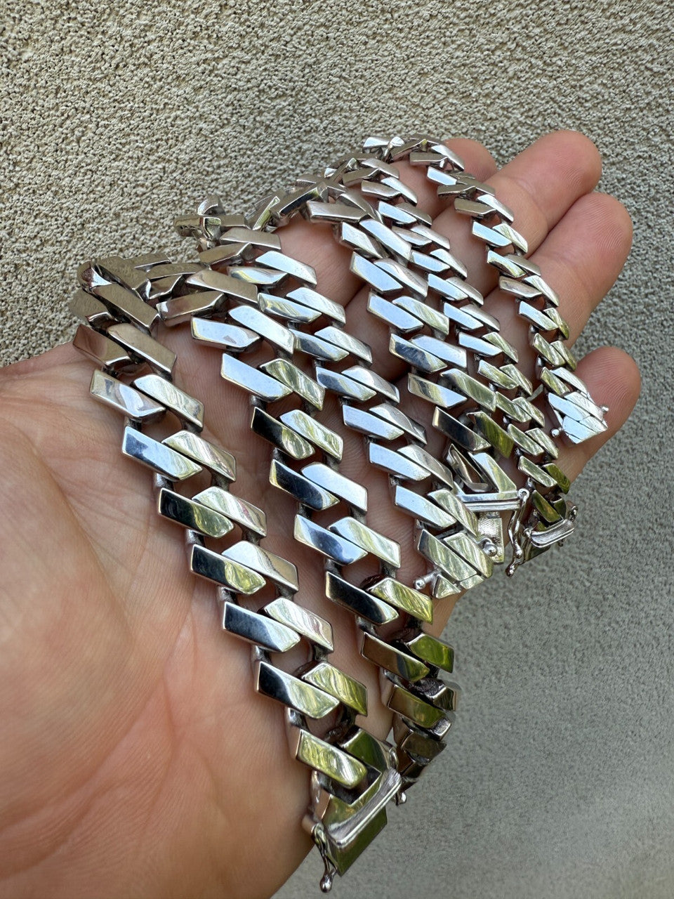 Monaco Prong Cuban Bracelet HOLLOW - Rhodium Finish 925 Sterling Silver - 7"-9" - 9mm-13mm EVERYDAY ESSENTIALS HarlemBling