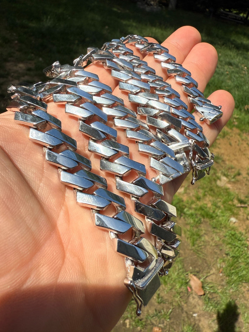 Monaco Prong Cuban Bracelet HOLLOW - Rhodium Finish 925 Sterling Silver - 7"-9" - 9mm-13mm EVERYDAY ESSENTIALS HarlemBling