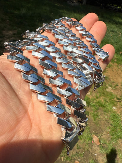 Monaco Prong Cuban Bracelet HOLLOW - Rhodium Finish 925 Sterling Silver - 7"-9" - 9mm-13mm EVERYDAY ESSENTIALS HarlemBling