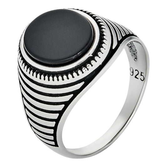 Night Sky Ring - 925 Silver Oxidized - Genuine Black Onyx Stone RINGS HarlemBling