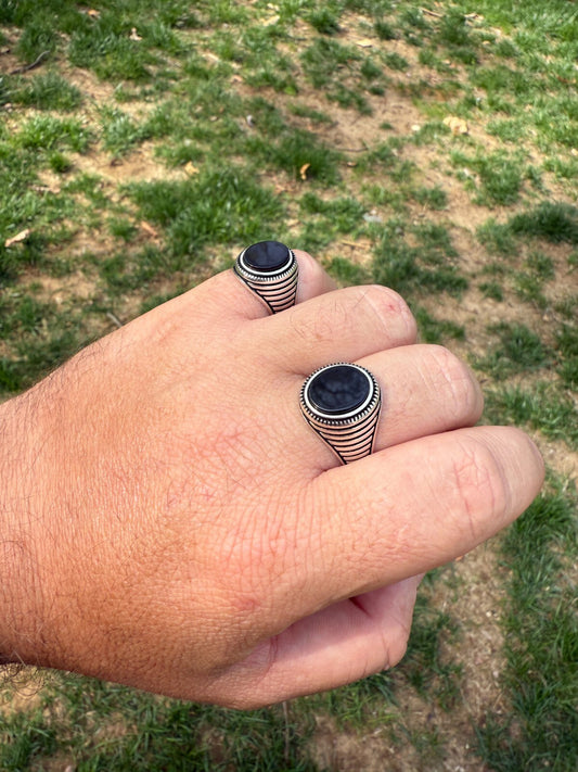 Night Sky Ring - 925 Silver Oxidized - Genuine Black Onyx Stone RINGS HarlemBling