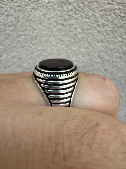 Night Sky Ring - 925 Silver Oxidized - Genuine Black Onyx Stone RINGS HarlemBling