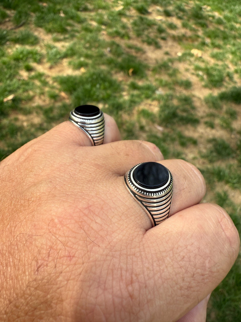 Night Sky Ring - 925 Silver Oxidized - Genuine Black Onyx Stone RINGS HarlemBling