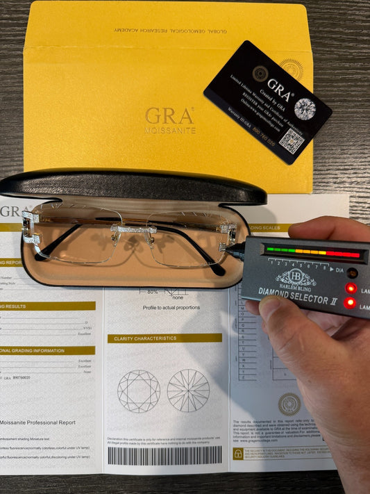 Real 925 Silver Big C VVS MOISSANITE Clear Sunglasses - Iced Buffs Glasses EVERYDAY ESSENTIALS HarlemBling