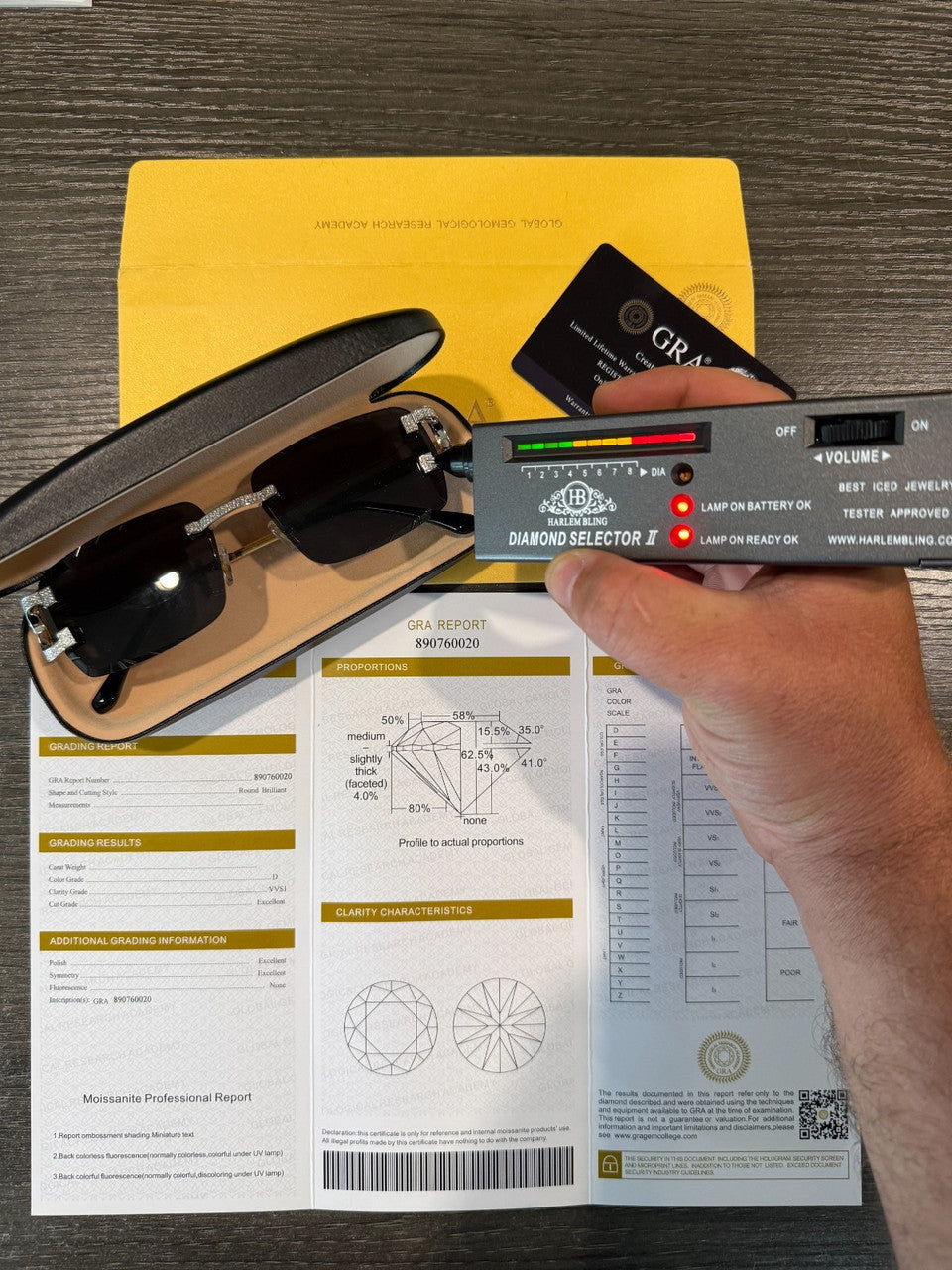 Real 925 Silver Big C VVS MOISSANITE Dark Black Sunglasses - Iced Buffs Glasses EVERYDAY ESSENTIALS HarlemBling