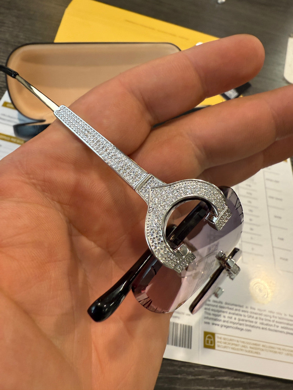 Real 925 Silver Big C VVS MOISSANITE Pink Purple Sunglasses - Iced Buffs Glasses EVERYDAY ESSENTIALS HarlemBling