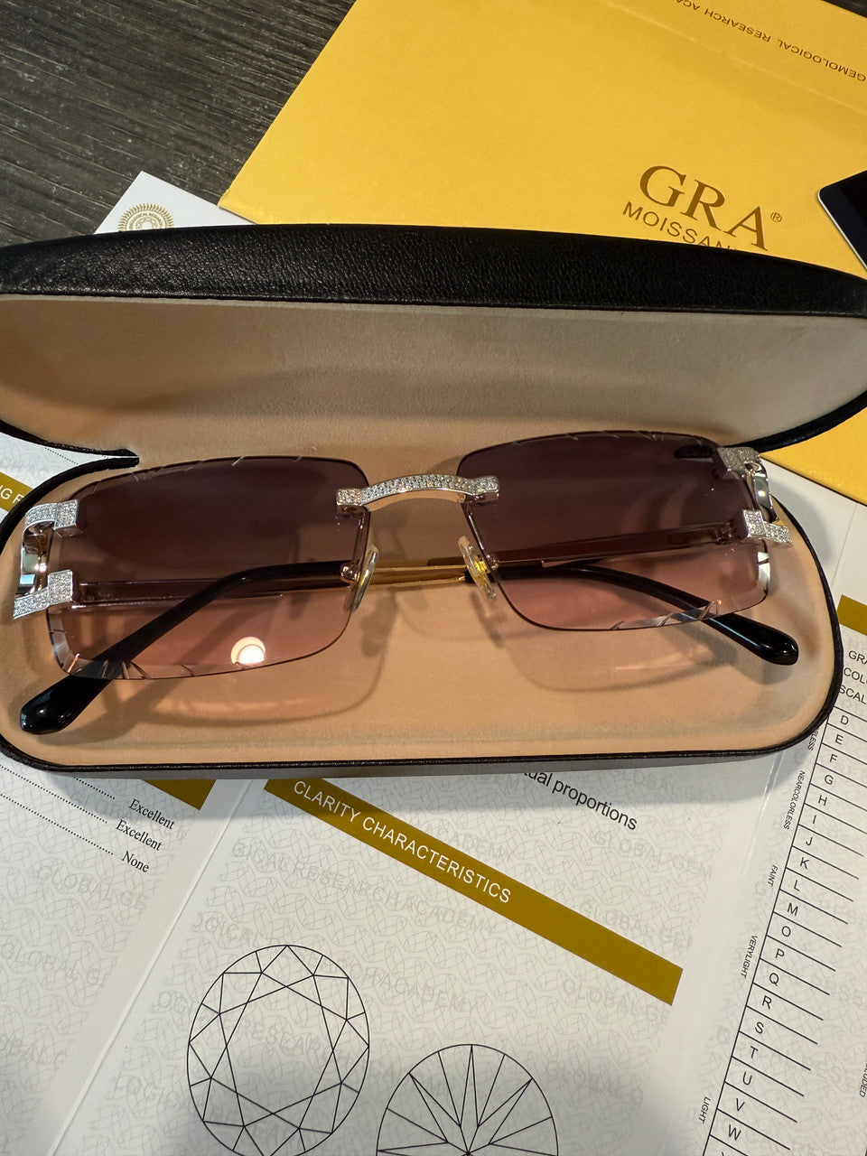 Real 925 Silver Big C VVS MOISSANITE Pink Purple Sunglasses - Iced Buffs Glasses EVERYDAY ESSENTIALS HarlemBling