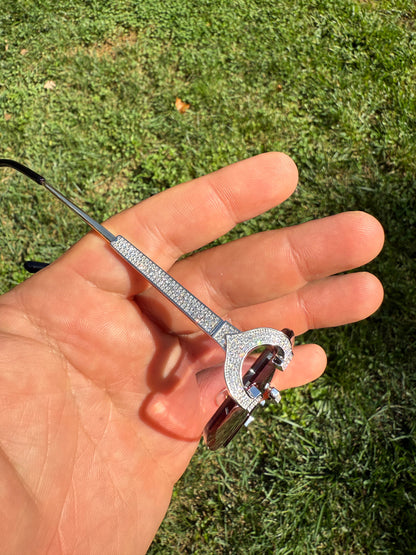 Real 925 Silver Big C VVS MOISSANITE Pink Purple Sunglasses - Iced Buffs Glasses EVERYDAY ESSENTIALS HarlemBling