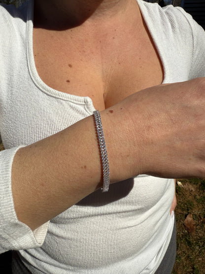 Real 925 Sterling Silver Micro Two Row 4.5mm Tennis Bracelet CZ 6-8" Iced Imported from eBay HarlemBling