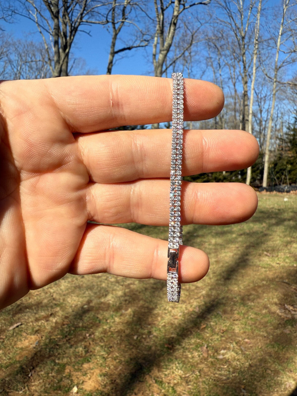 Real 925 Sterling Silver Micro Two Row 4.5mm Tennis Bracelet CZ 6-8" Iced Imported from eBay HarlemBling