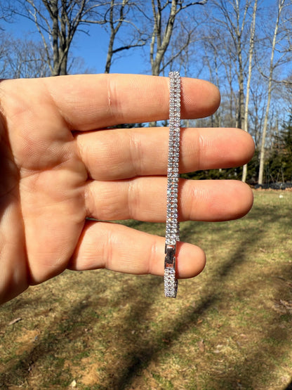 Real 925 Sterling Silver Micro Two Row 4.5mm Tennis Bracelet CZ 6-8" Iced Imported from eBay HarlemBling