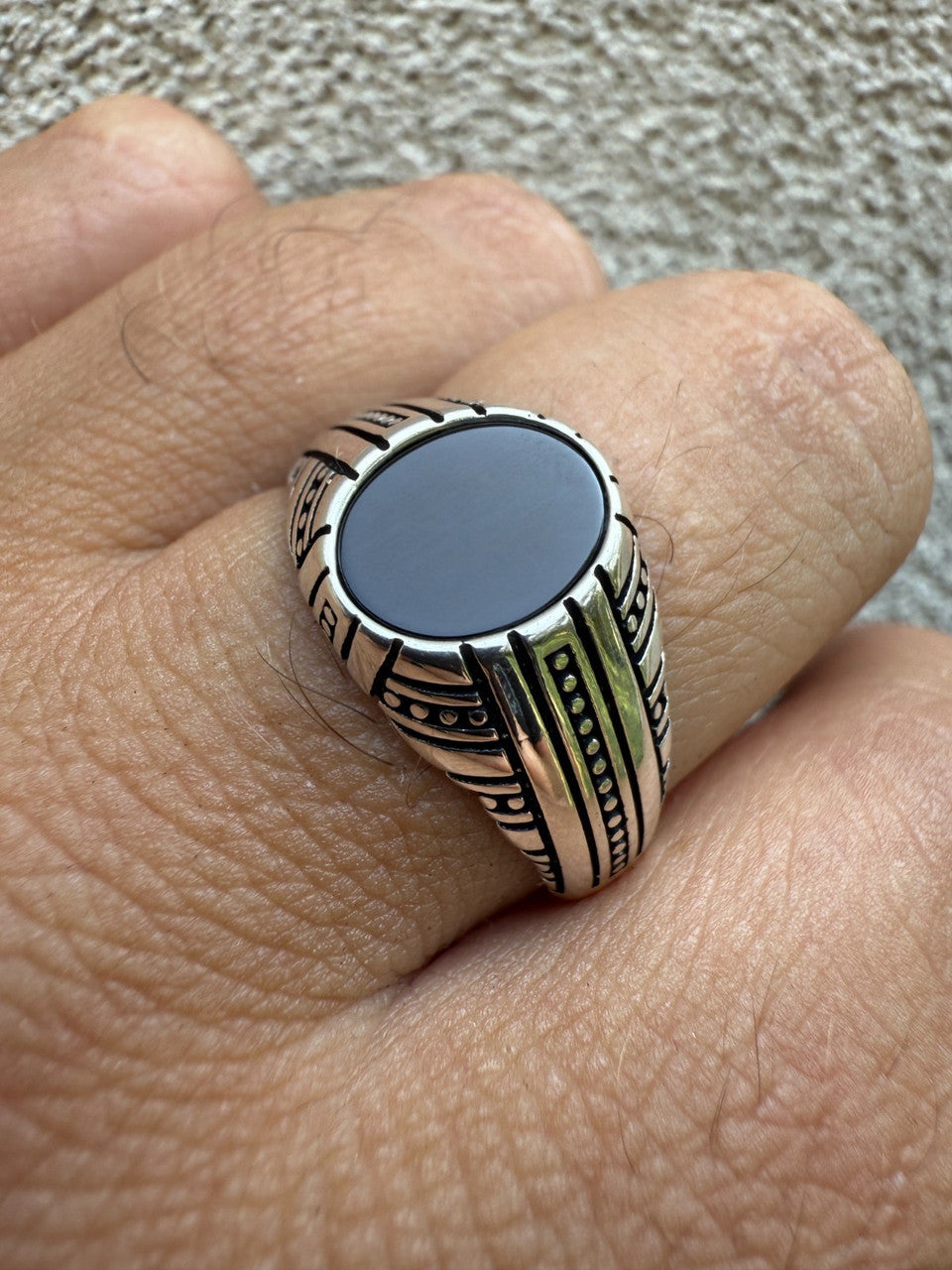 Real Black Onyx Mens Solid 925 Sterling Silver Ring - Navajo Native American Imported from eBay HarlemBling