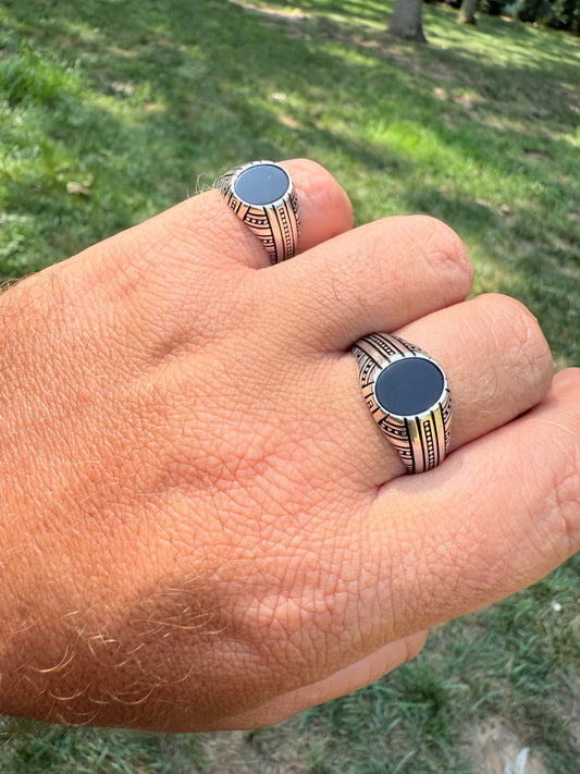 Real Black Onyx Mens Solid 925 Sterling Silver Ring - Navajo Native American Imported from eBay HarlemBling