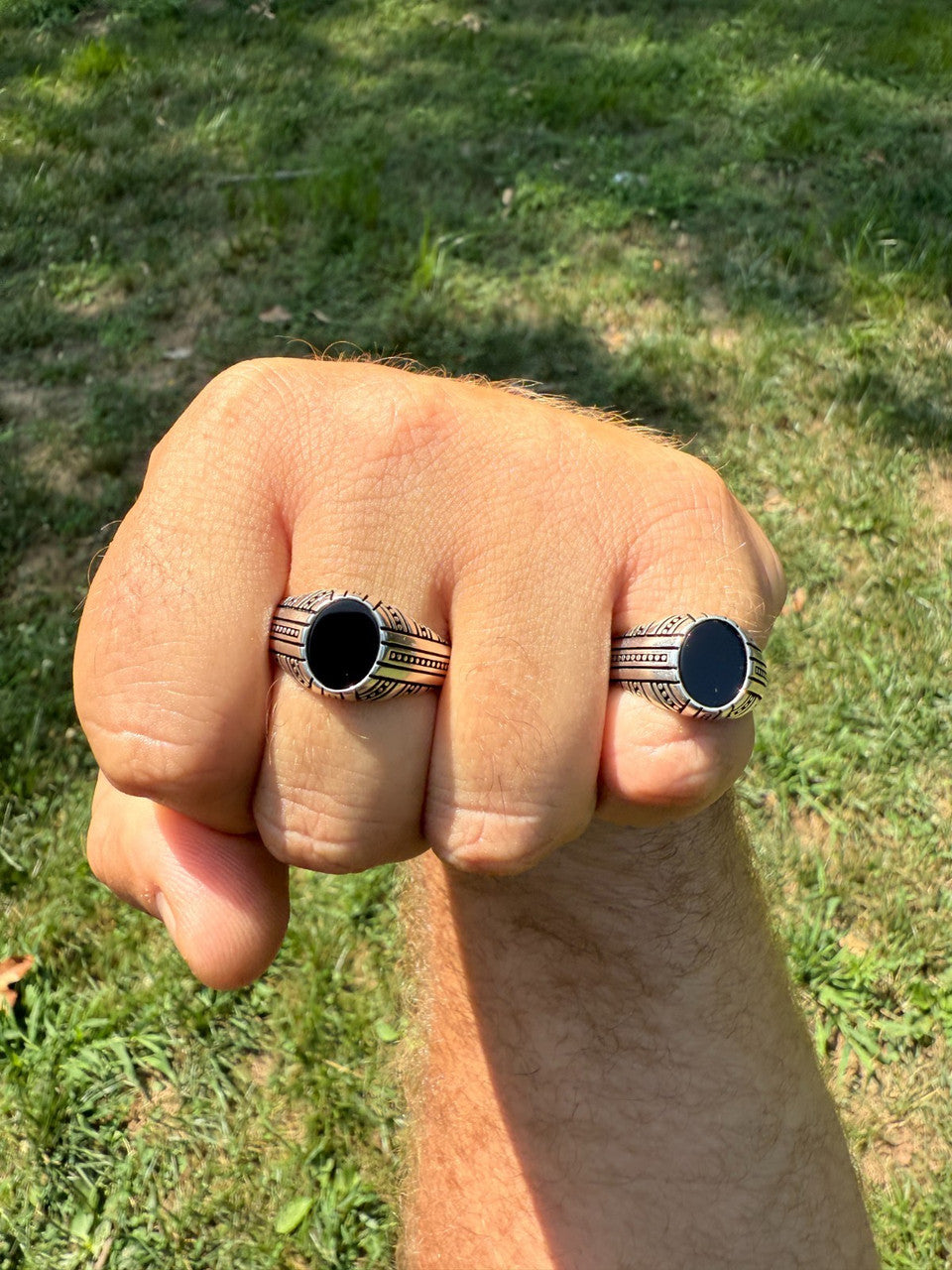 Navajo Tribe Ring - 925 Silver Oxidized - Genuine Black Onyx Stone