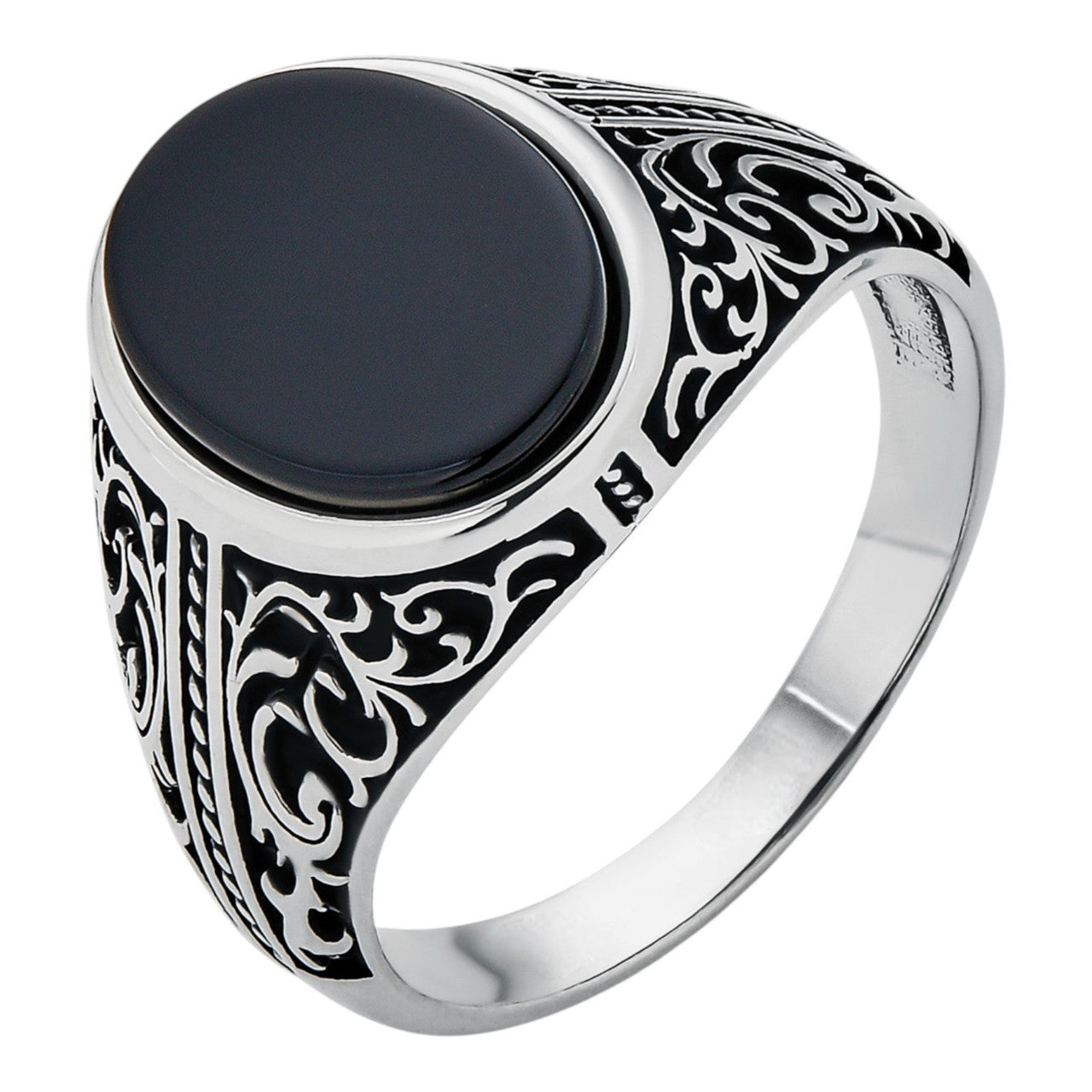 Real Black Onyx Stone Mens Solid 925 Sterling Silver Ring - Oxidized Vintage Imported from eBay HarlemBling