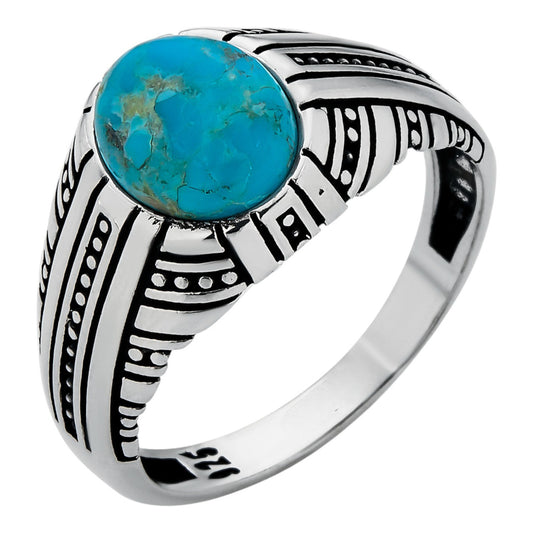 Real Blue Turquoise Mens Solid 925 Sterling Silver Ring - Navajo Native American Imported from eBay HarlemBling