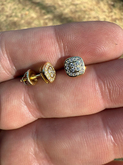 Real Iced Cheap Moissanite Earrings Men Ladies 7mm 14k Gold Over 925 Silver Imported from eBay HarlemBling