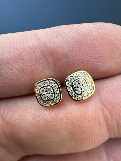 Real Iced Cheap Moissanite Earrings Men Ladies 7mm 14k Gold Over 925 Silver Imported from eBay HarlemBling