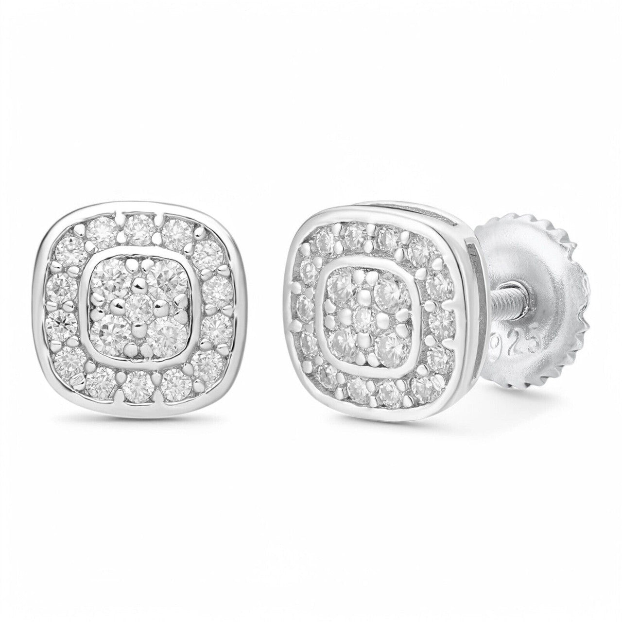 Real Iced Cheap Moissanite Earrings Men Ladies 7mm 925 Silver Square Studs Imported from eBay HarlemBling