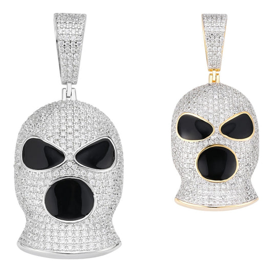 Real Moissanite Gangster Goon Ski Mask Iced Pendant Necklace 925 Silver / Gold Imported from eBay HarlemBling