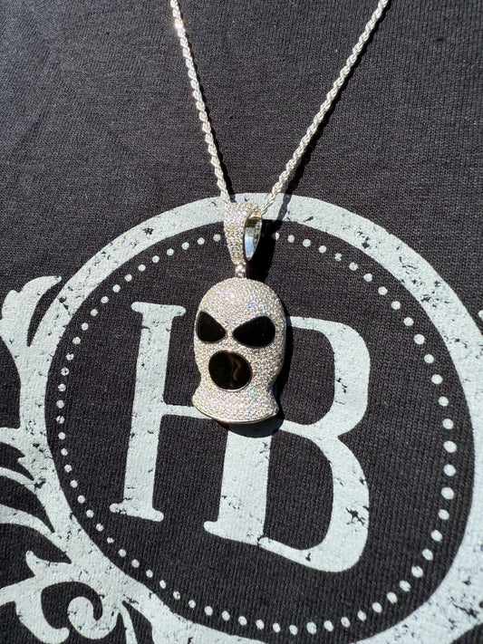 Real Moissanite Gangster Goon Ski Mask Iced Pendant Necklace 925 Silver / Gold Imported from eBay HarlemBling