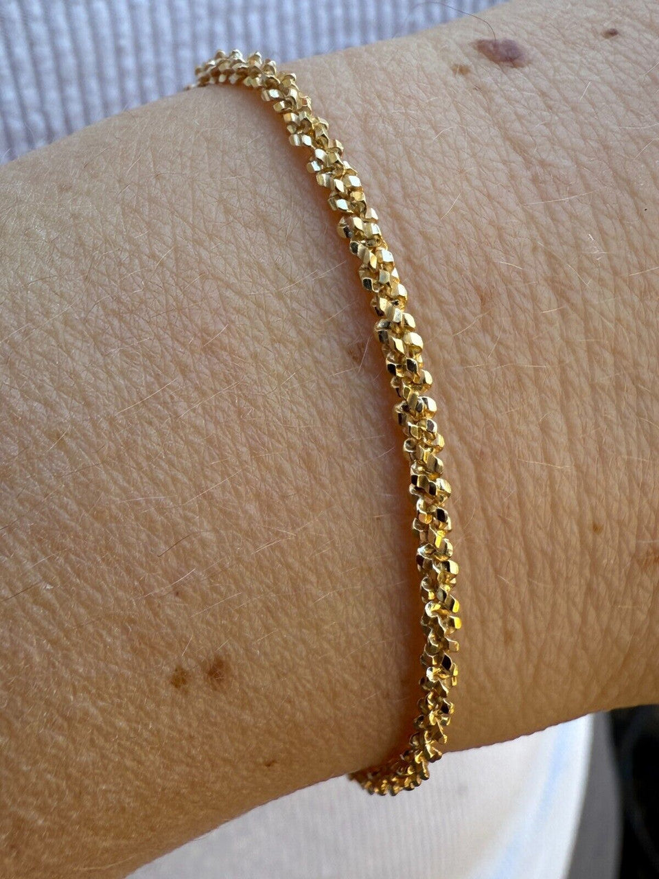 Real Solid 14k Gold Vermeil 925 Silver 3mm Sparkle Rope Bracelet 6-8.5" Long BRACELETS HarlemBling