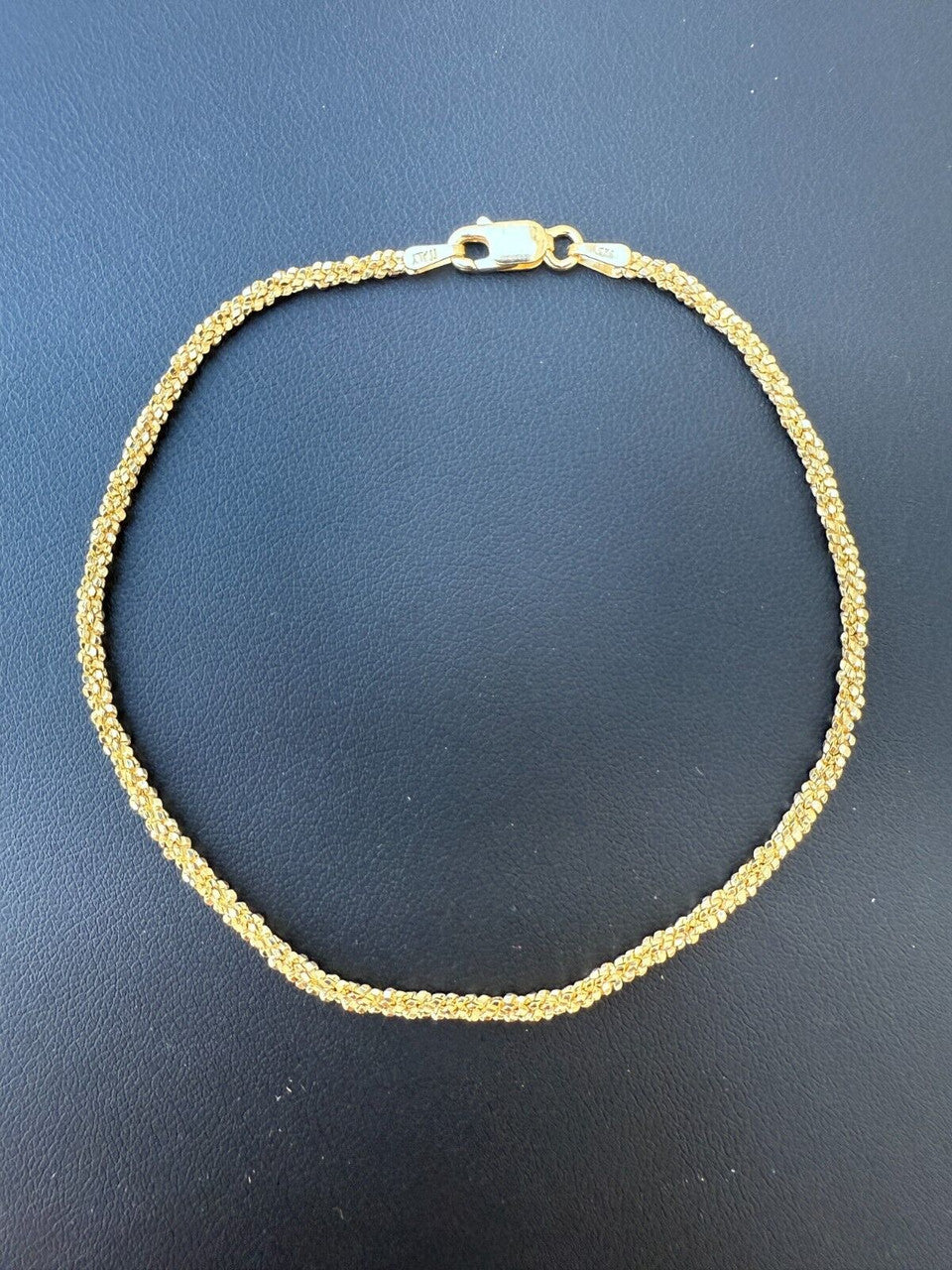Real Solid 14k Gold Vermeil 925 Silver 3mm Sparkle Rope Bracelet 6-8.5" Long BRACELETS HarlemBling