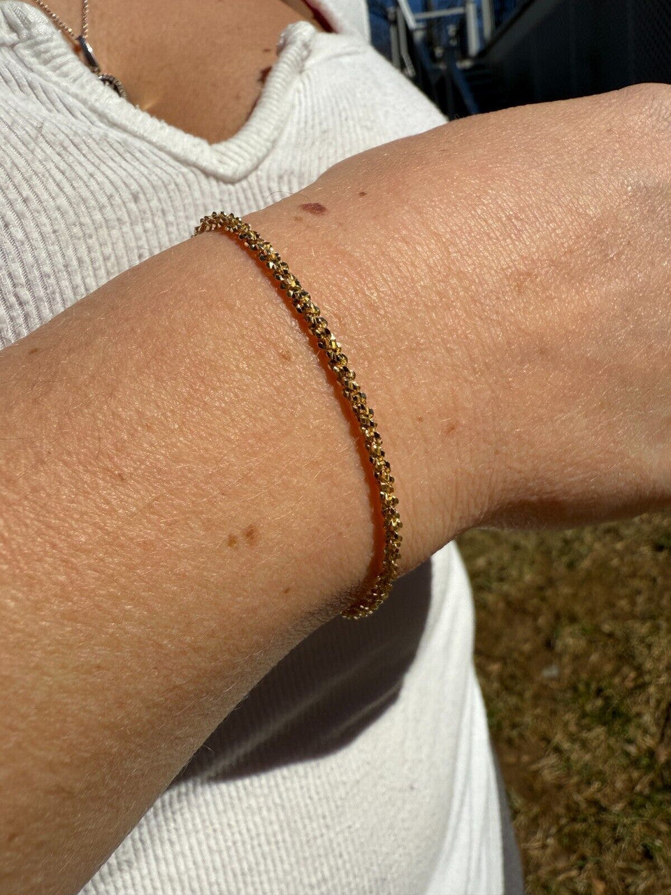 Real Solid 14k Gold Vermeil 925 Silver 3mm Sparkle Rope Bracelet 6-8.5" Long BRACELETS HarlemBling