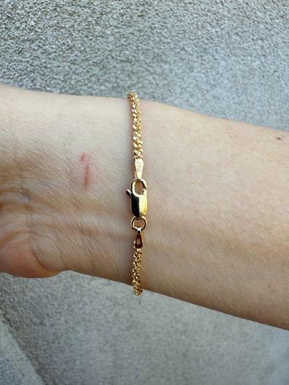 Real Solid 14k Gold Vermeil 925 Silver 3mm Sparkle Rope Bracelet 6-8.5" Long BRACELETS HarlemBling