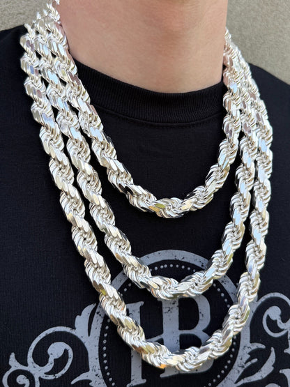 Real Solid 925 Silver 12.5mm Thick Men's Handmade Rope Chain Big Necklace ITALY Imported from eBay HarlemBling