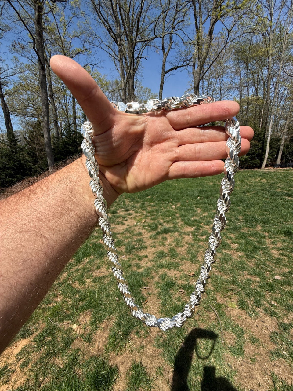 Real Solid 925 Silver 12.5mm Thick Men's Handmade Rope Chain Big Necklace ITALY Imported from eBay HarlemBling