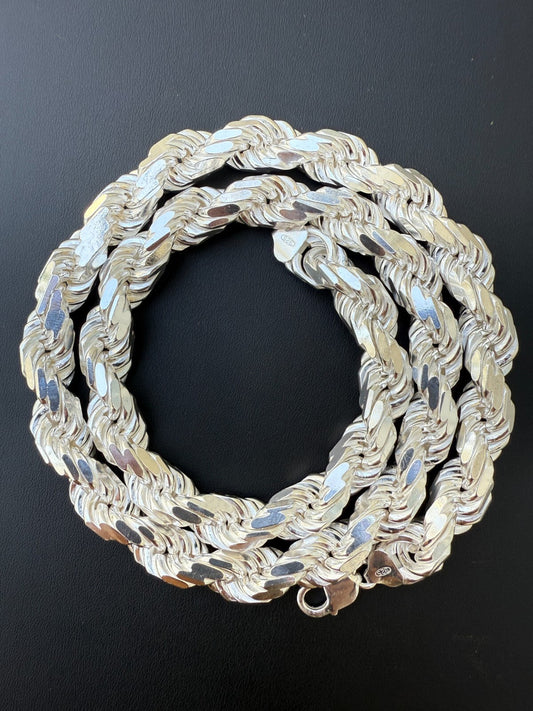 Real Solid 925 Silver 12.5mm Thick Men's Handmade Rope Chain Big Necklace ITALY Imported from eBay HarlemBling